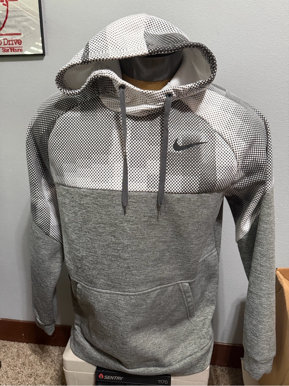 Nike DriFit Men’s Grey Hooded Pullover Sweatshirt